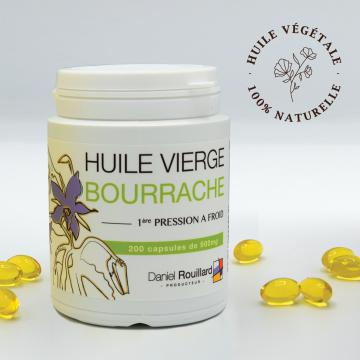 Huile vierge de Bourrache, production française - Flacon de 200 capsules