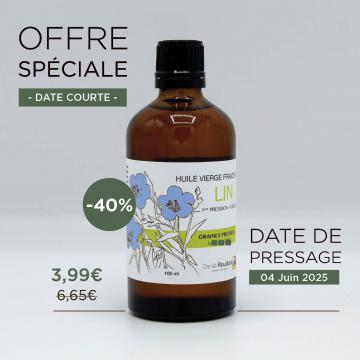 Huile fraîche de Lin, production française – Flacon de 100 ml