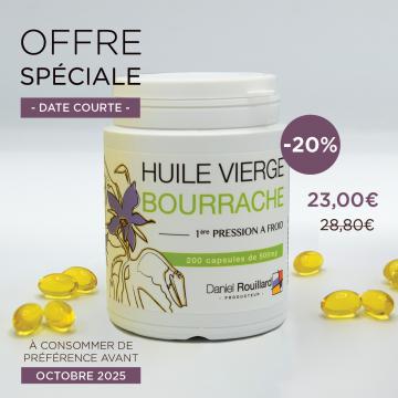 Huile vierge de Bourrache, OFFRE SPECIALE - Flacon de 200 capsules